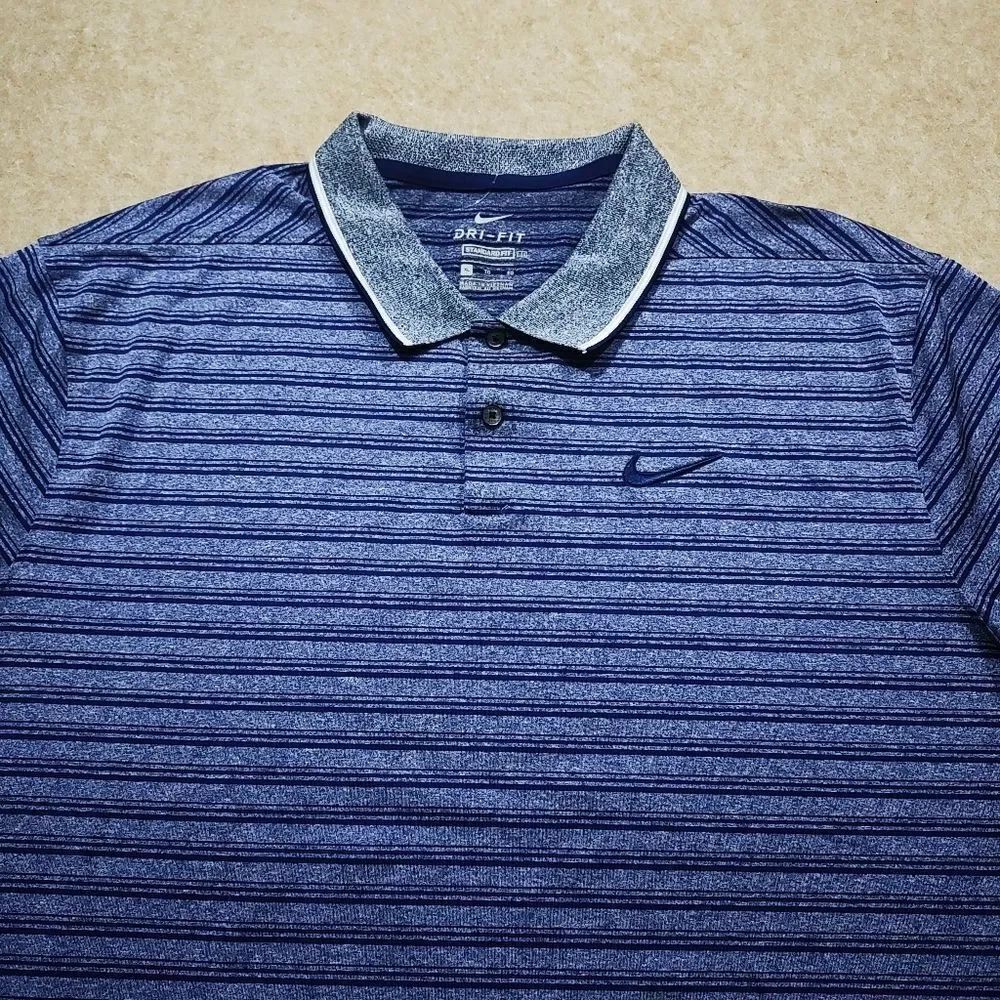 Nike Dri-Fit Blue Polo Classic Striped Shirt -U